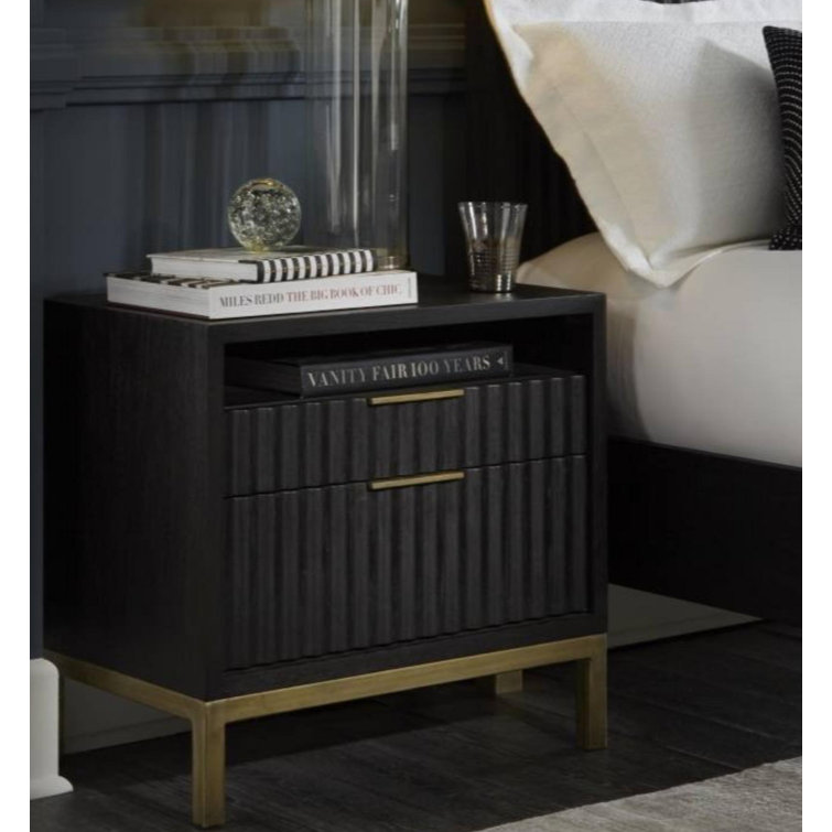 Black brass deals nightstand